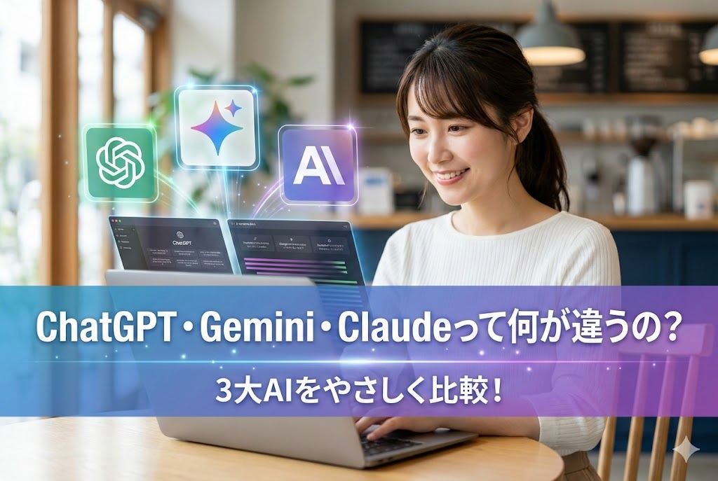 ChatGPT・Gemini・Claudeって 何が違うの？ 3大AIをやさしく比較！